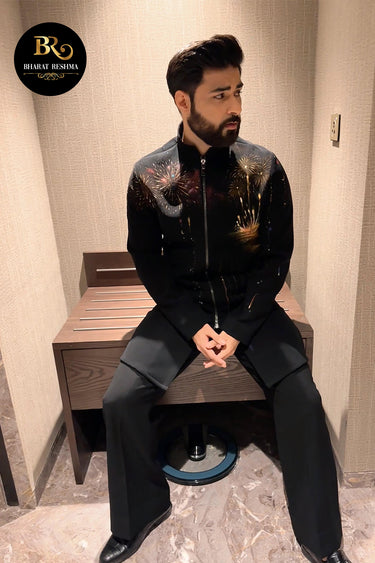 Bismil in Our luxury Black Hand Painted Kurta Set - Bharat Reshma