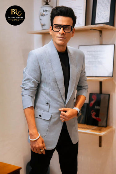 Manoj Bajpayee in Our Blue Linen Slim-fit Blazer - Bharat Reshma