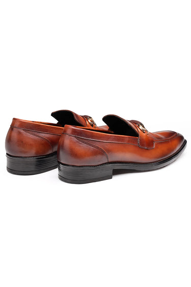 Leather Loafers with Metal Bit Design