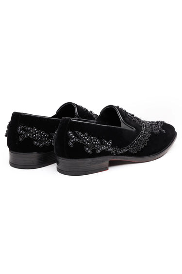 Elegant Velvet Loafers with Handmade Bead & Sequin Work