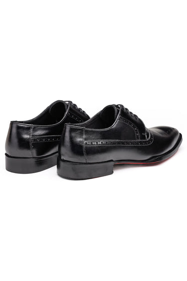 Black Leather Brogue Derby Shoes for Men