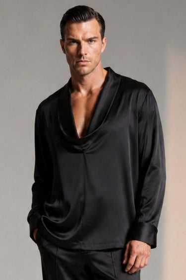 Black Cowl Satin Shirt