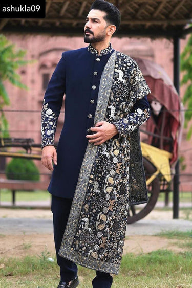 Abhinav Shukla in Our Blue Designer Indo Western - Bharat Reshma