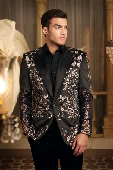 Black Velvet royale digital print Tuxedo
