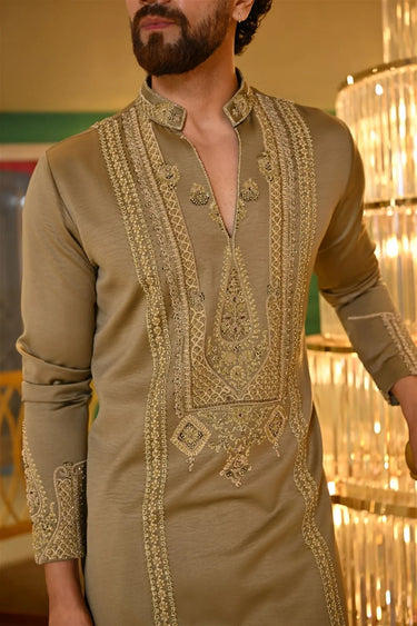 Moss Green Dori-Embroidered Kurta Set
