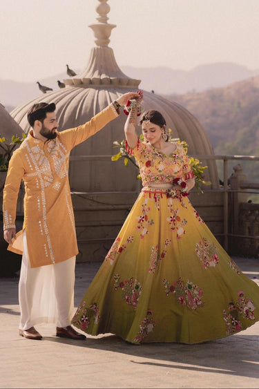 Bismil in Our Yellow Mirror Embroidered Kurta Set - Bharat Reshma