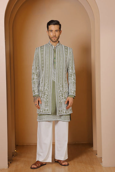 Green lineage indowestern set - Bharat Reshma