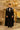 Black Hand-Embroidered Long Coat Set with Inner 2 Piece Ensemble