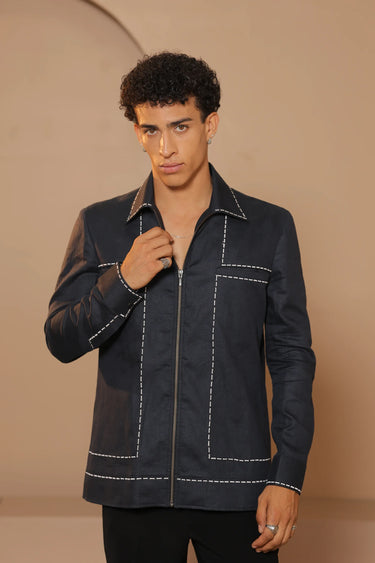 Blue Urban thread panel jacket - Bharat Reshma