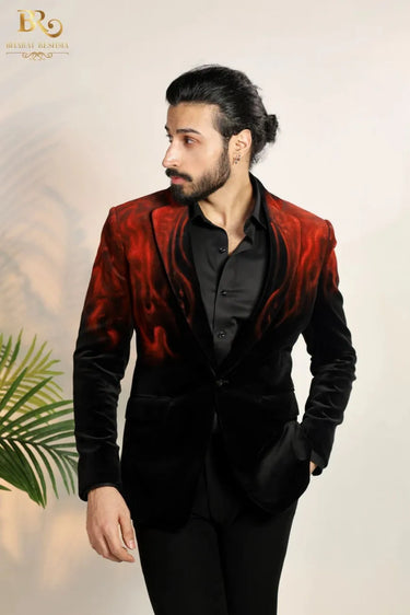 Black Velvet Hand painted Tuxedo Set