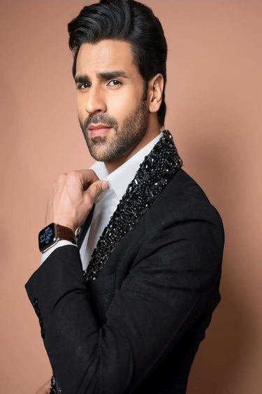 VIVEK DAHIYA in Our Designer Rich Black Blazer with Stud Work - Bharat Reshma