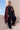 Black Asymmetric Magna Kurta with Regal Crimson Cutdana Velvet Stole