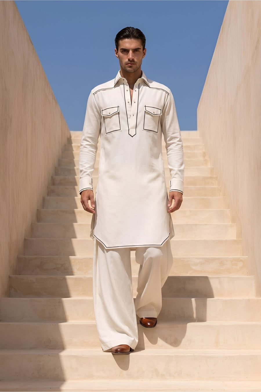 off white Pathani kurta