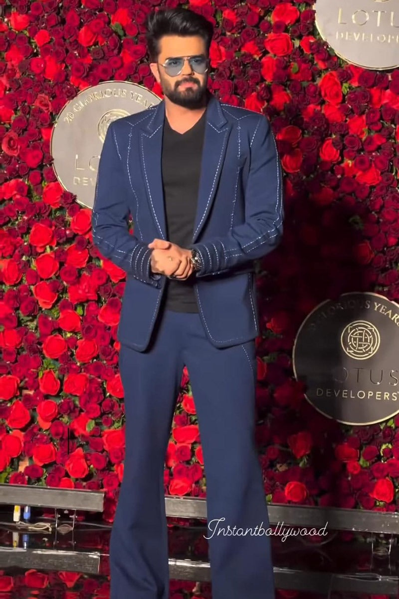 MANISH PAUL in Our Blue Tuxedo highlight with Hand Hemming