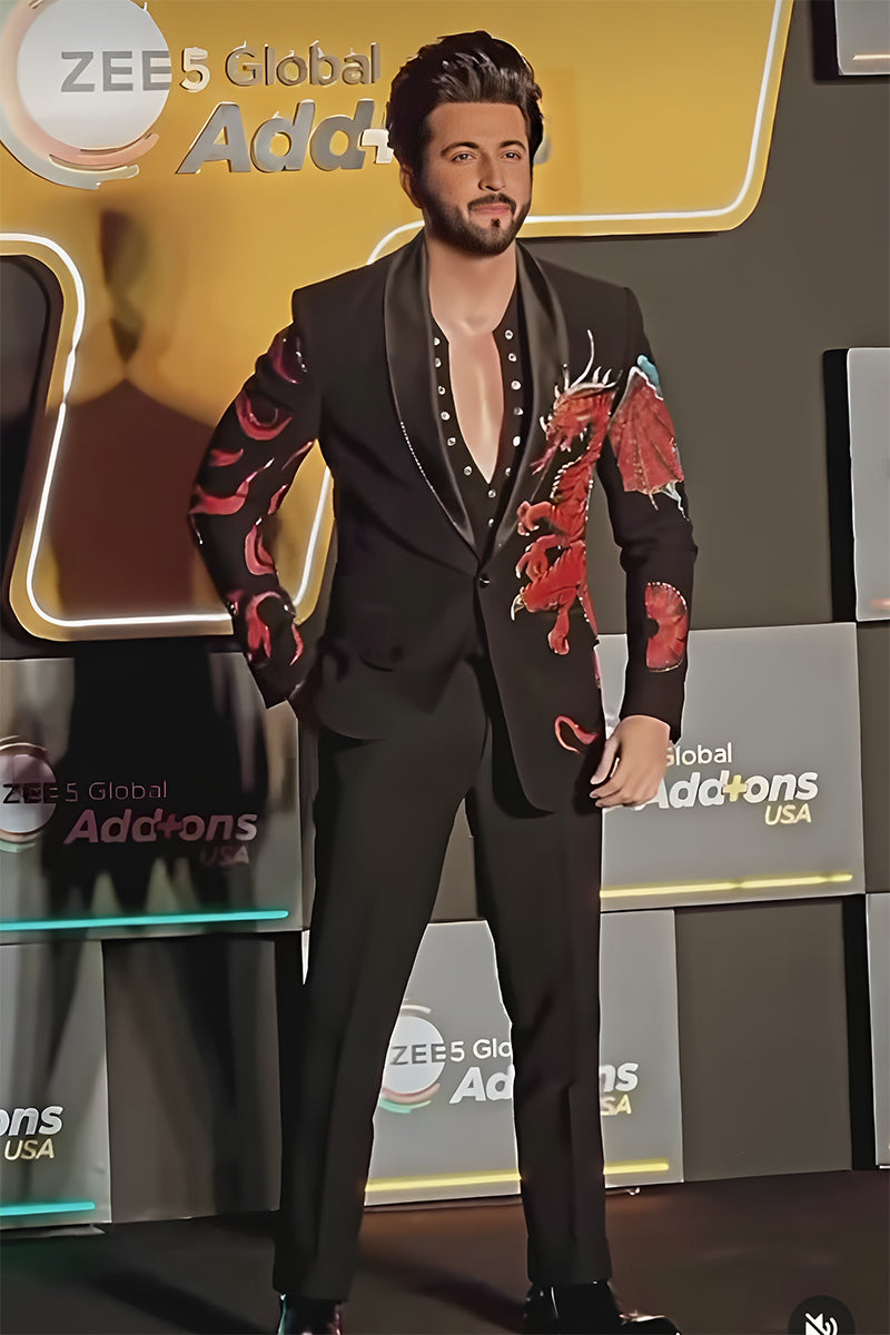 Dheeraj Dhoopar in Our Designer Black & Red 2 Piece Suit