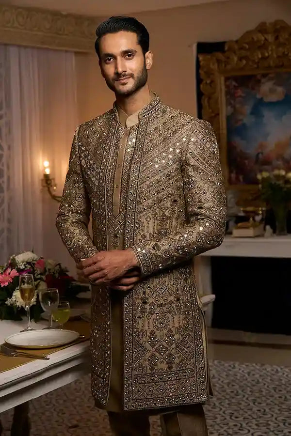 Designer Indo-Western for Men in Silk with Embroidery