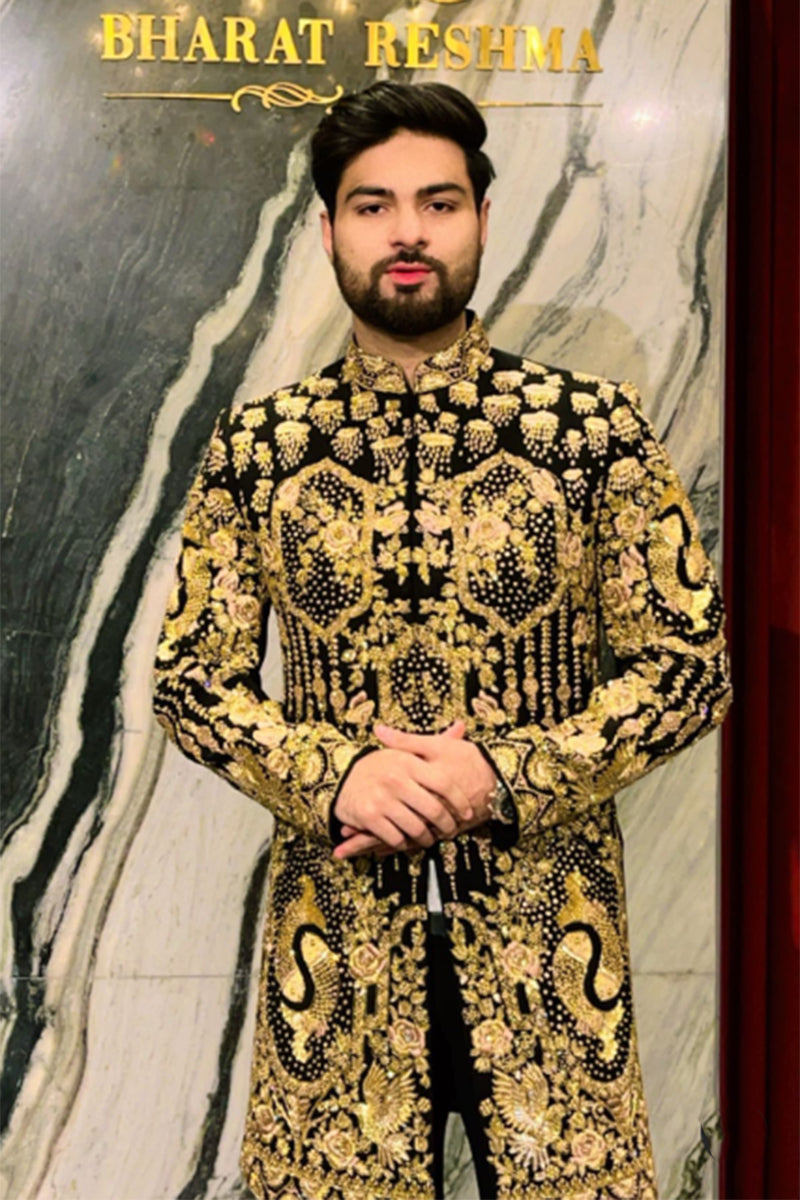 Bismil in Black Indo-Western with Zari Embroidery