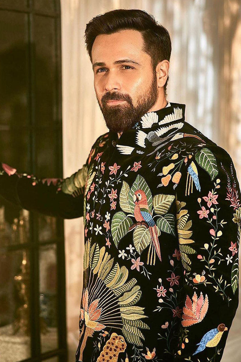 Emraan Hashmi in Floral Embroidered Indo-western
