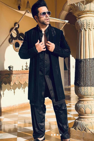 Rithvik Dhanjani in Our Black Open styled Indo Western - Bharat Reshma