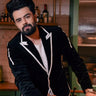 MANISH PAUL in Our Black jacket in velvet with white line - Bharat Reshma