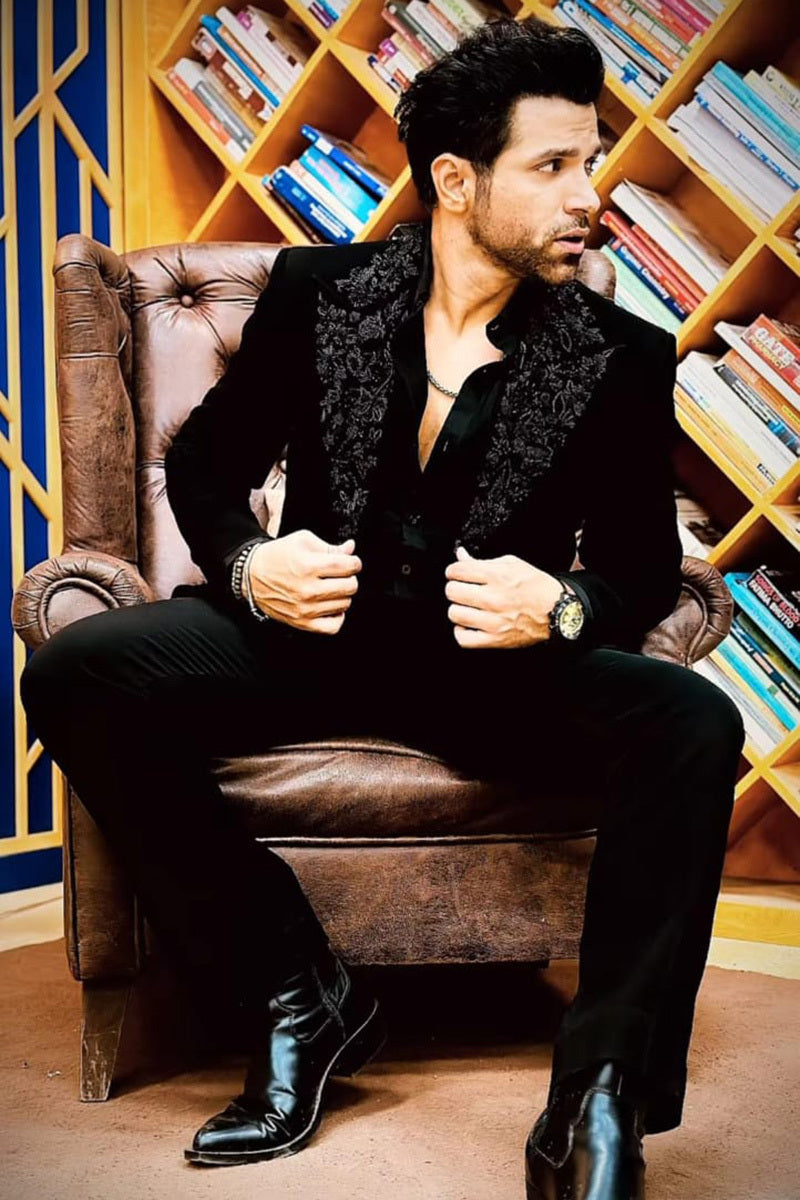 Rithvik in Black Blazer with Studded Collar