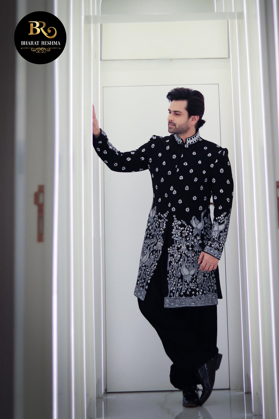 Shoaib Ibrahim in Our Black indo-western set