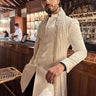 VIN RANA in Our Off white self-textured indo western for Men - Bharat Reshma