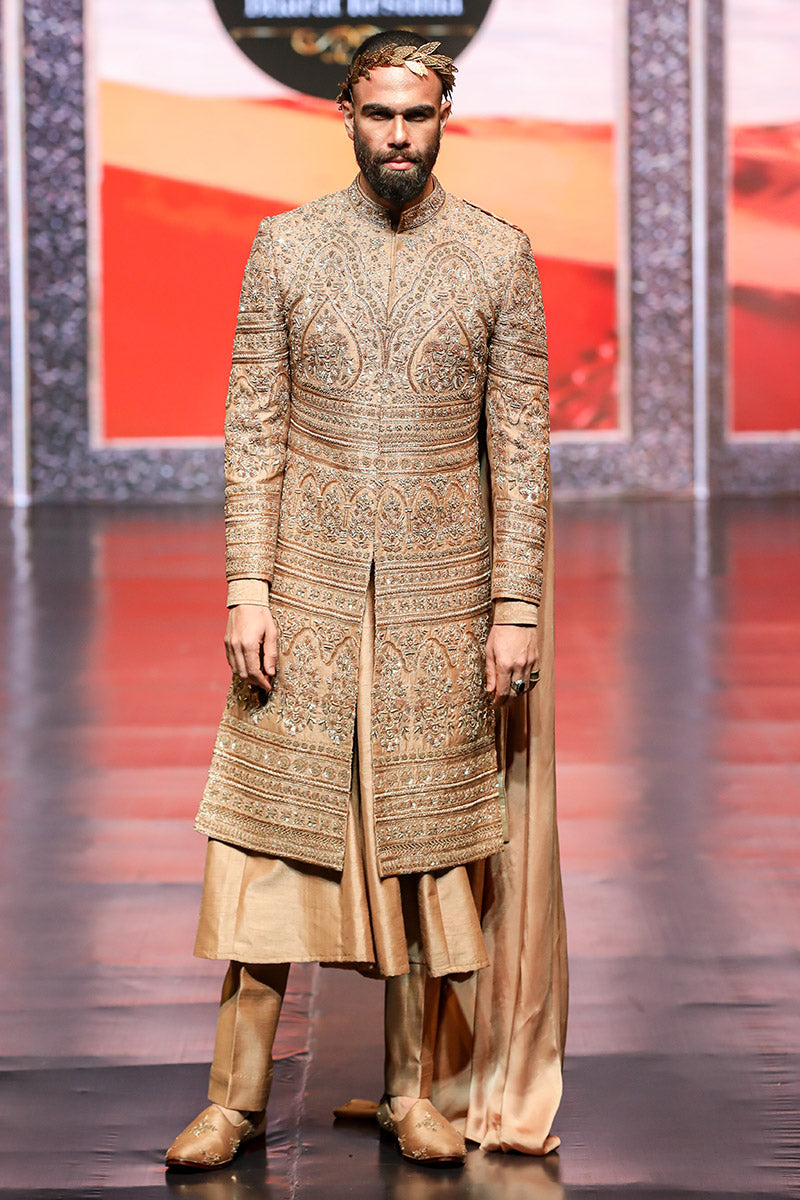 Indo Western Brown Sherwani for Marriage