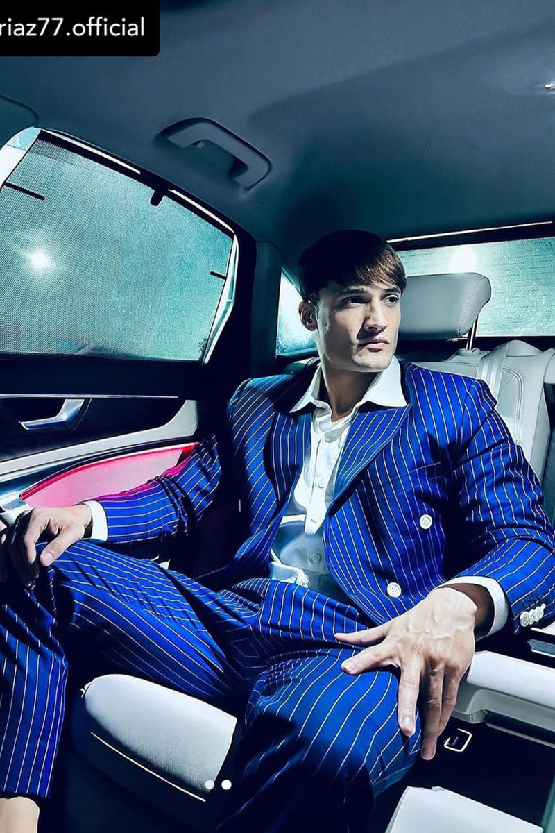 Asim Riaz in Our Blue Designer 2 Piece Suit for Men