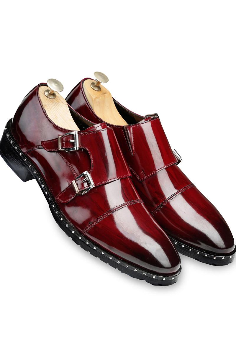 Enzo Burgundy Monk Shoes
