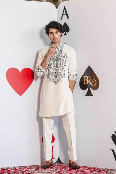 Emerald grace off white kurta set