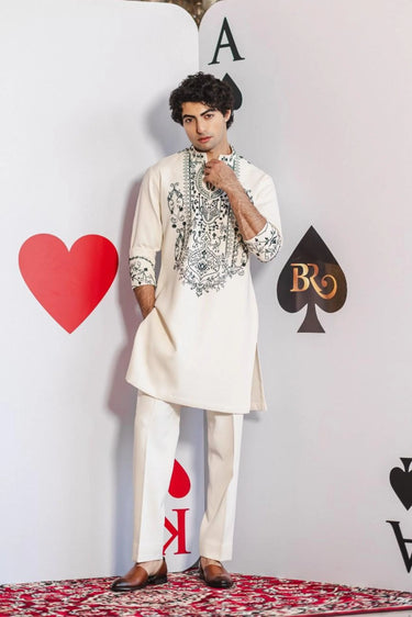 Emerald grace off white kurta set