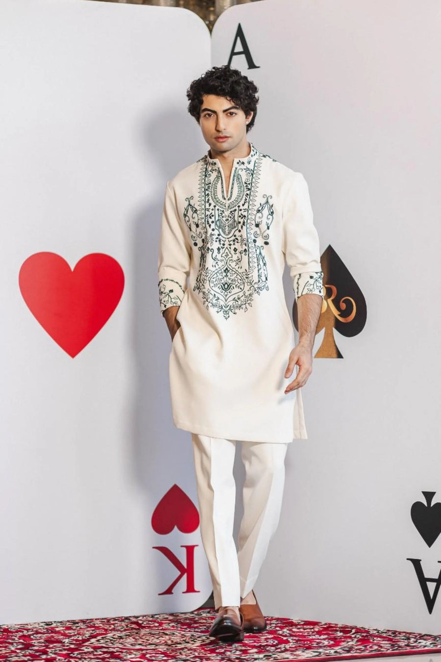 Emerald grace off white kurta set