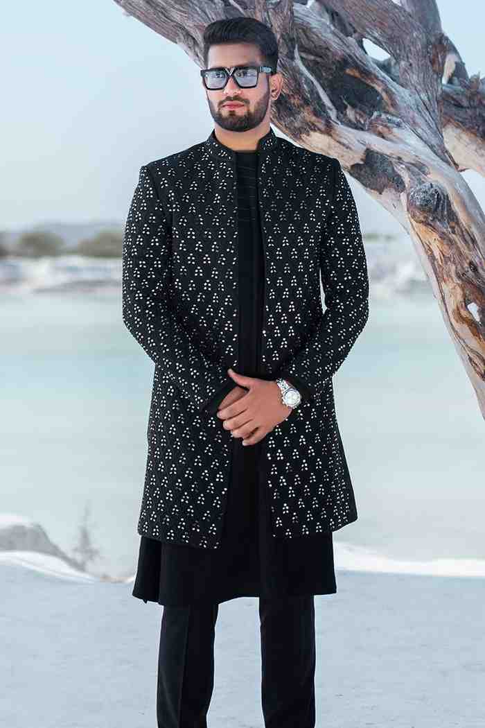 Embroidered Indo Western Set in Italian Magna Fabric
