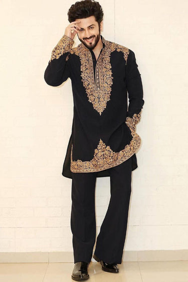 Dheeraj Dhoopar in Our Black full sleeve kurta pant - Bharat Reshma