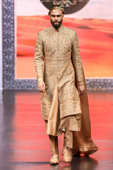 Indo Western Brown Sherwani for Marriage