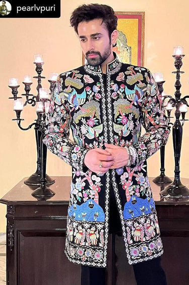 Pearl V Puri in Our Black Designer Indo Western - Bharat Reshma