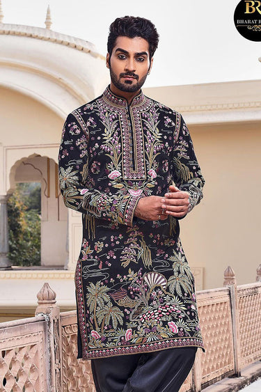 Rich Black Designer Italian Kurta Set for Men
