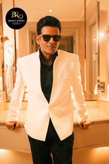 Manoj Bajpayee In Our White Slim-fit Blazer and Pant Set - Bharat Reshma