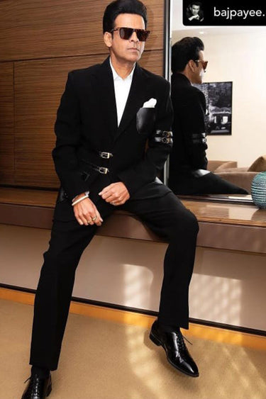 MANOJ BAJPAYEE in Our Black french rich black jacket - Bharat Reshma