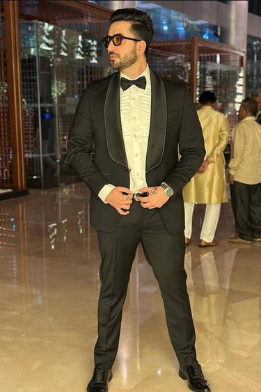 Aly Goni Black Designer Italian Tuxedo Set - Bharat Reshma