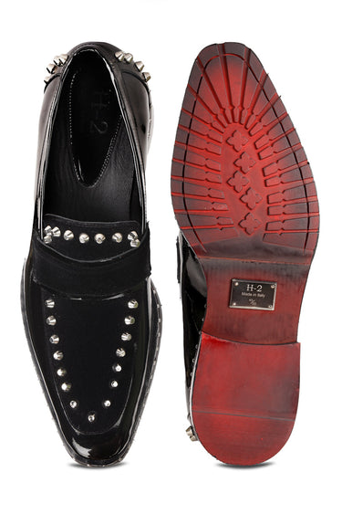 Tan Patent Leather Black Loafers for Men