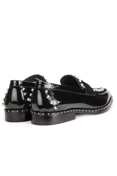 Tan Patent Leather Black Loafers for Men