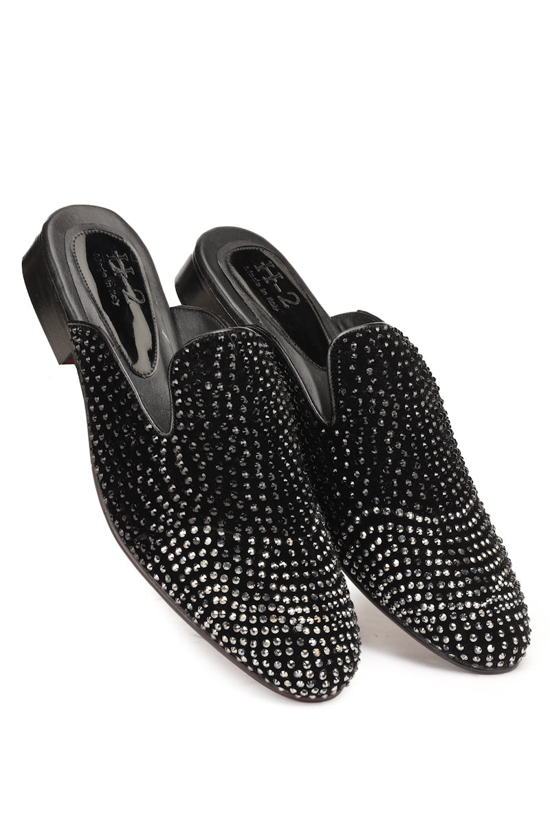 Tan Patent Black Leather Sandals for Men