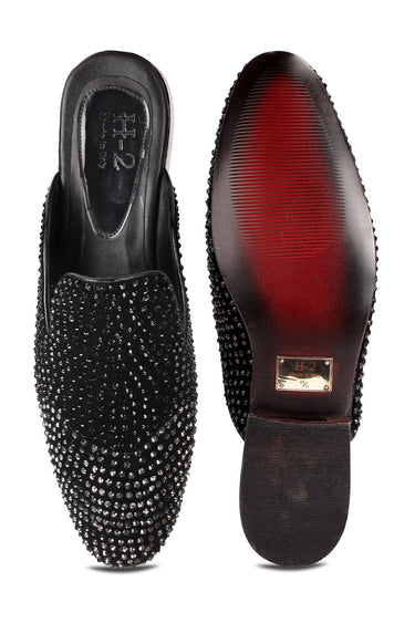 Tan Patent Black Leather Sandals for Men