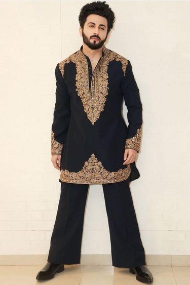 Dheeraj Dhoopar in Our Black full sleeve kurta pant - Bharat Reshma
