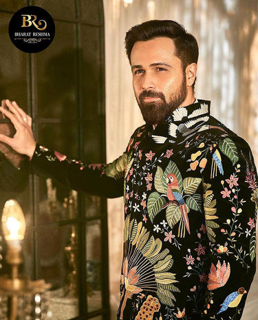 EMRAAN HASHMI in Our Black  indo-western embellished with hand embroidery - Bharat Reshma