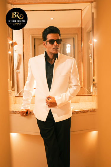 Manoj Bajpayee In Our White Slim-fit Blazer and Pant Set - Bharat Reshma