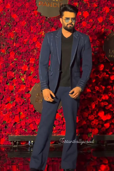 MANISH PAUL in Our Blue Tuxedo highlight with Hand Hemming - Bharat Reshma