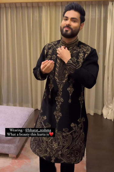 BISMIL in Our Black Heavy embroidery kurta set with Pant - Bharat Reshma